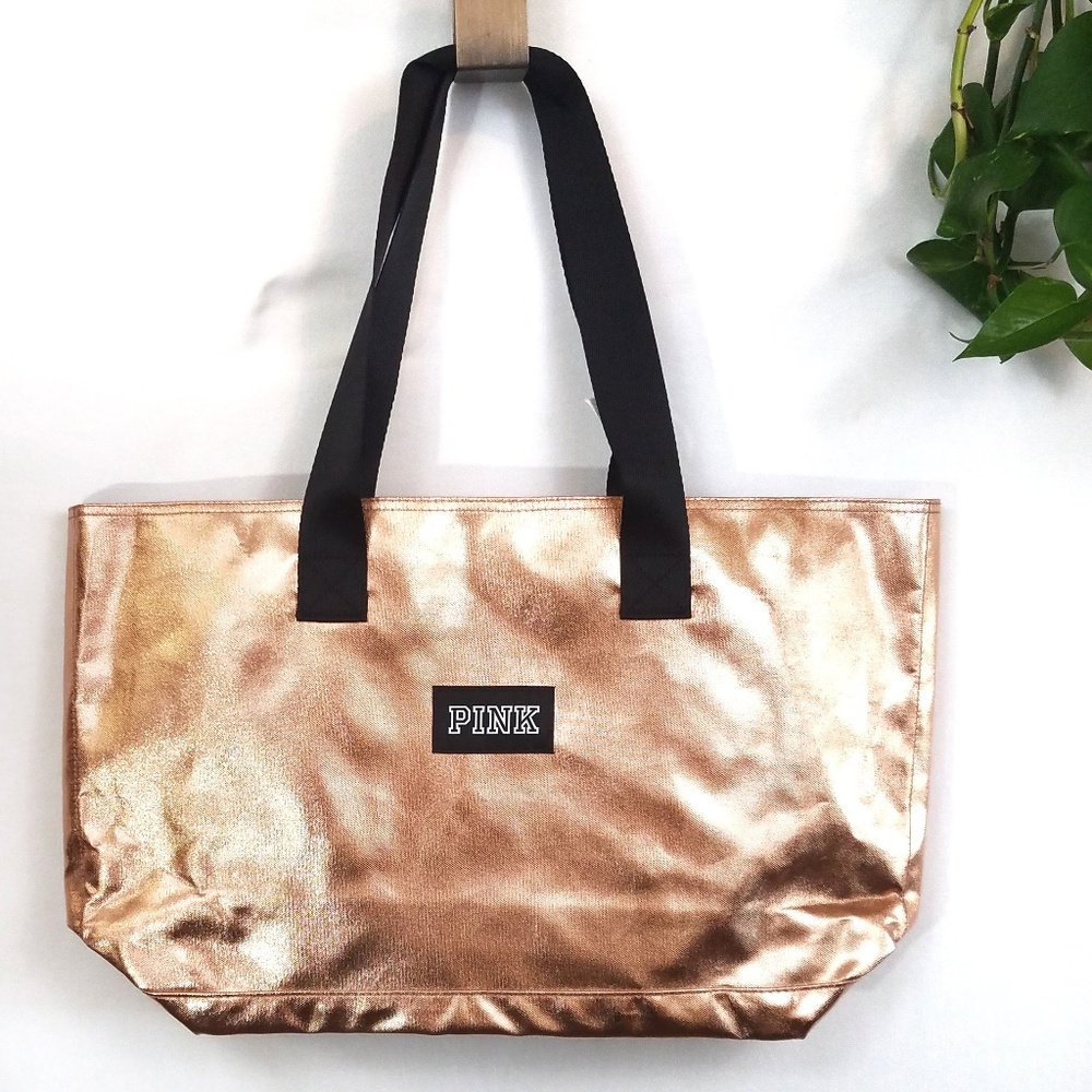~~SOLD~~ PINK Rose Gold Metallic Sheen Tote Bag